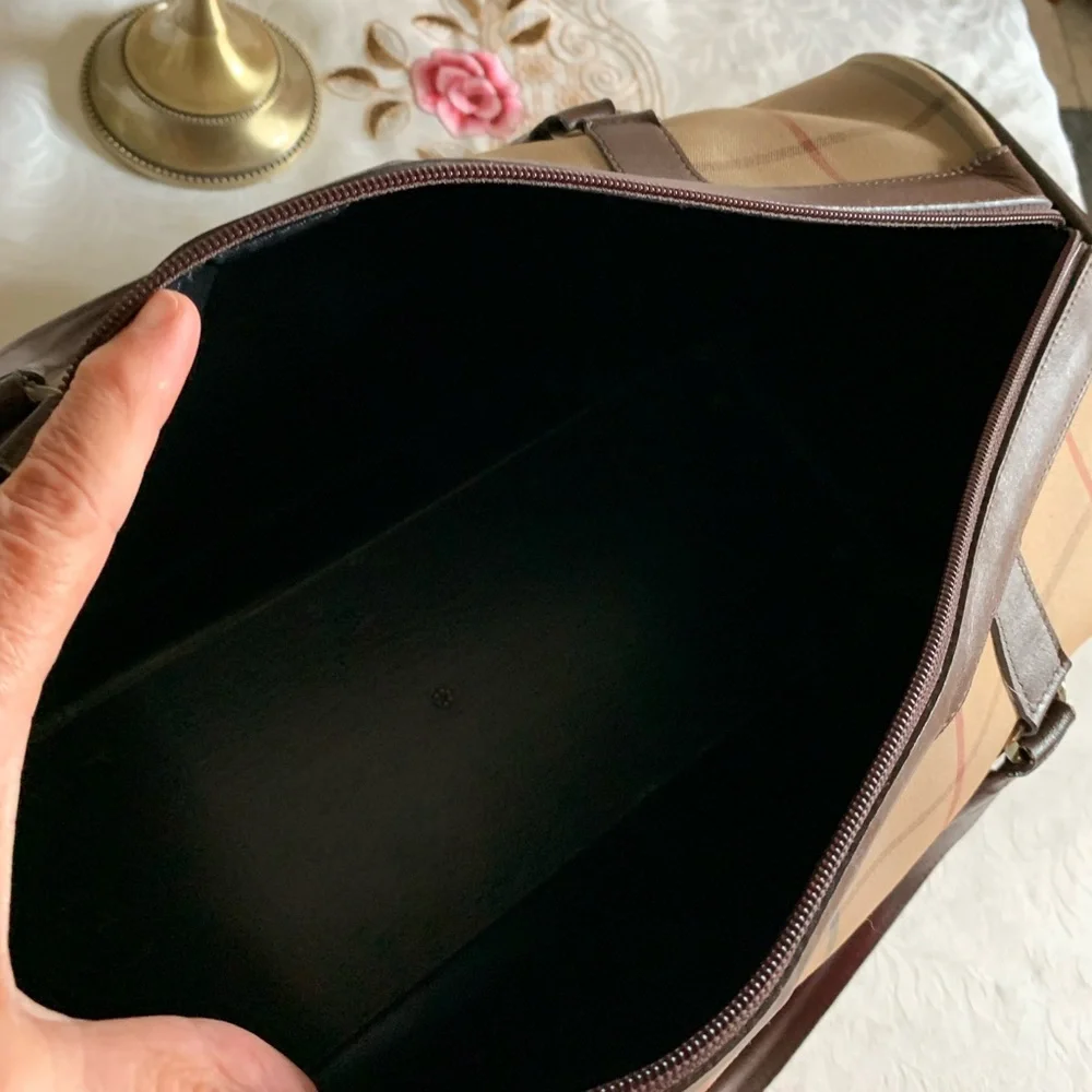 Burberry Boston Check Canvas Duffle Bag.